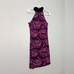 Trina Turk Purple and Pink One-Shoulder Patterned Dress